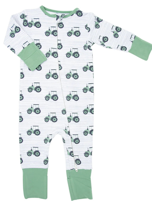 Sweet Bamboo- Tractor Convertible Romper